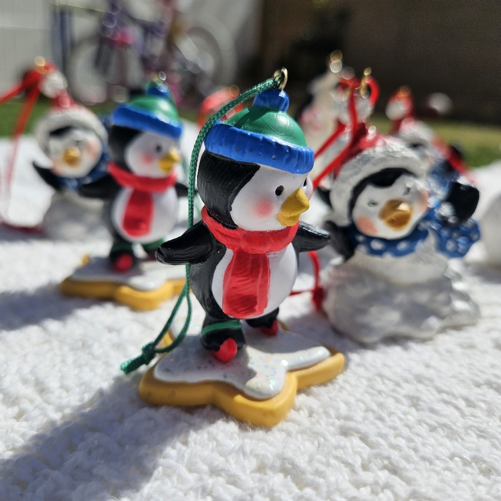 Penguin Christmas Ornament Lot of 12 Hanging Figurines Cute Adorable Assorted